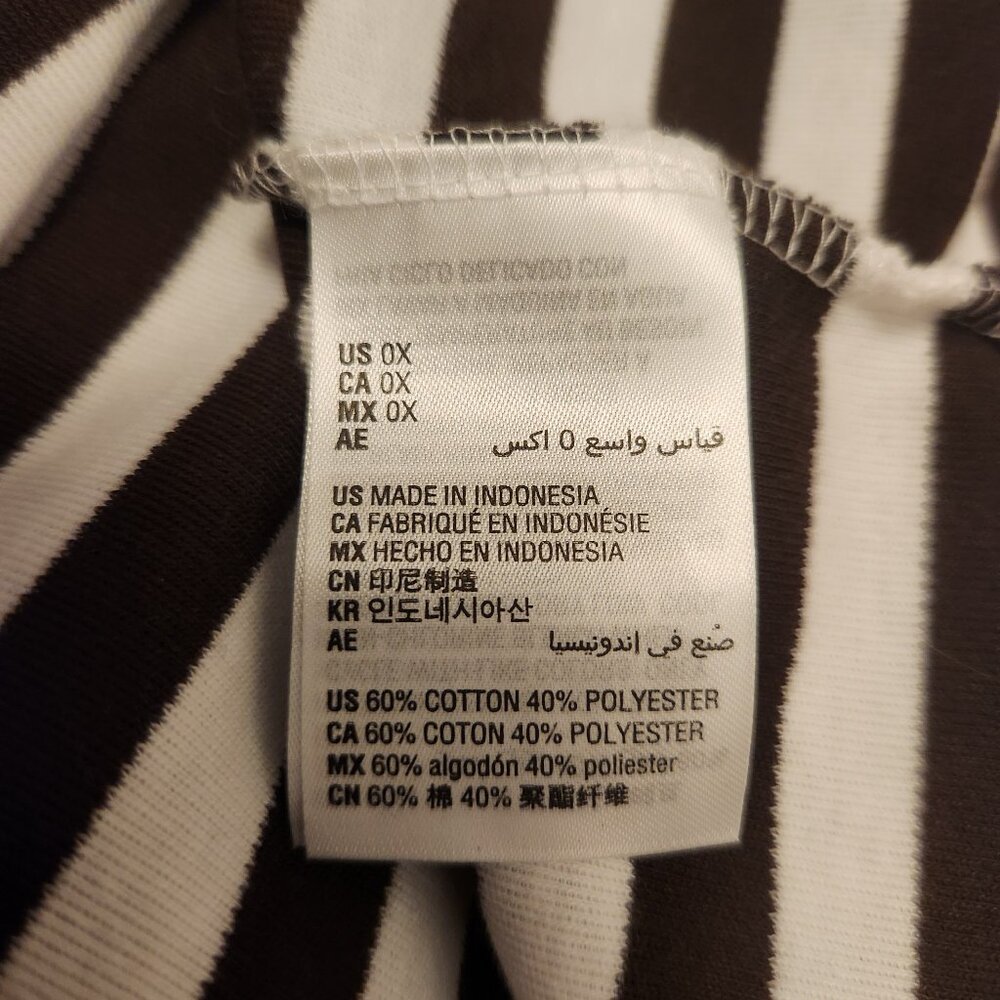 Karen Scott Neutral Brown White Cotton Striped Tee Shirt Size 0X - Picture 6 of 9